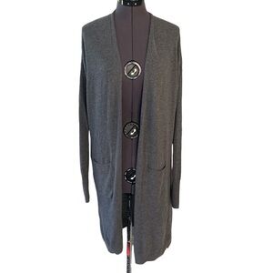 Old Navy Long Open-Front Charcoal Cardi Women M China Cotton/Rayon Machine Wash
